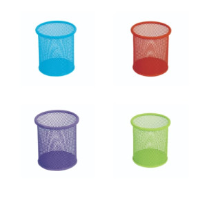 Bicchiere portapenne metallo colorato cm.8 rete