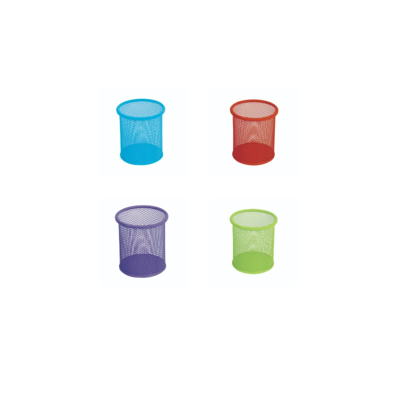 Bicchiere portapenne metallo colorato cm.8 rete