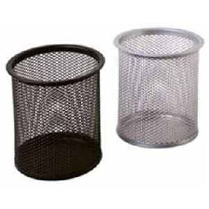 Bicchiere portapenne metallo silver cm.8 rete
