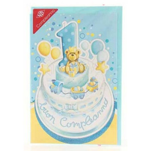 Biglietti auguri 1 anno celeste