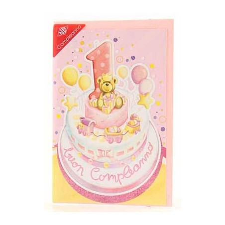 Biglietti auguri 1 anno rosa