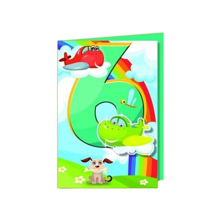 Biglietti auguri 6 anni con occhietti mobili