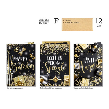 Biglietti auguri Compleanno glitter