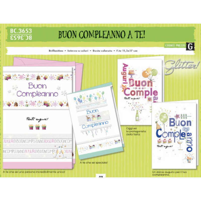 Biglietti auguri Compleanno glitterato