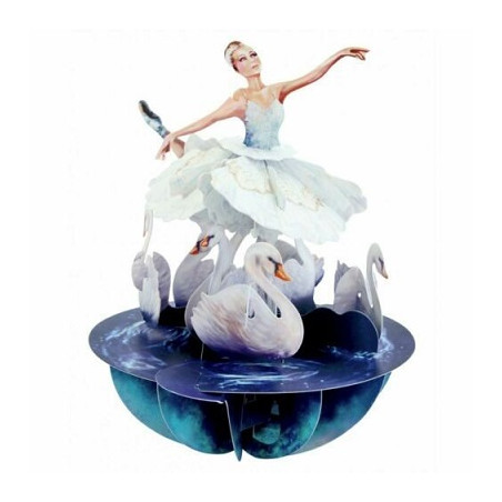Biglietto auguri Santoro 3D Lago dei cigni