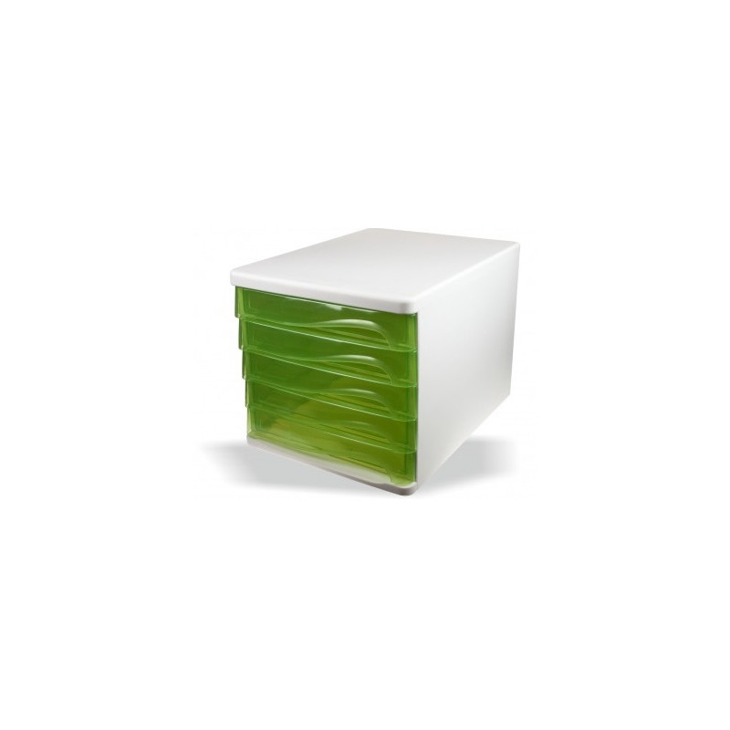 Cassettiera  in plastica 4 cassetti scocca bianca cassetti verde