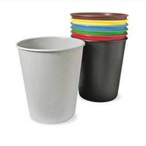 Cestino gettacarte in plastica chiuso nero tipo pelle