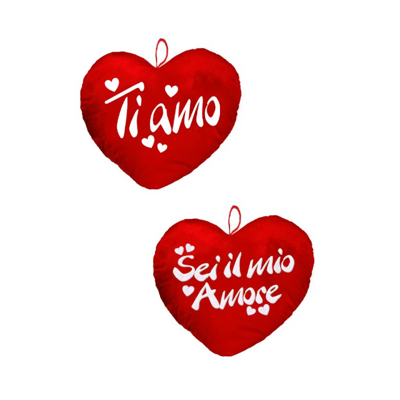 Cuscino cuore sfoderabile con stampa 40x40(rosso o blu)