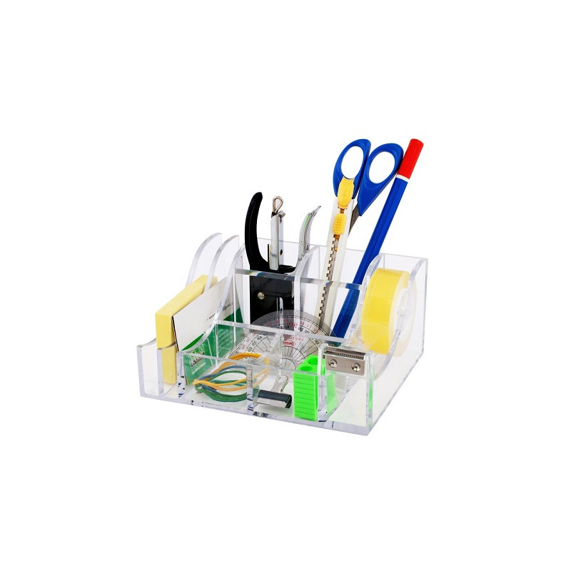 Desk organizer da scrivania 7 scomparti con dispenser per nastro adesivo