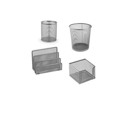 Set da scrivania in metallo 4pz silver