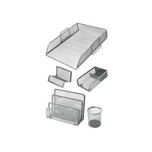 Set da scrivania in metallo 5pz silver