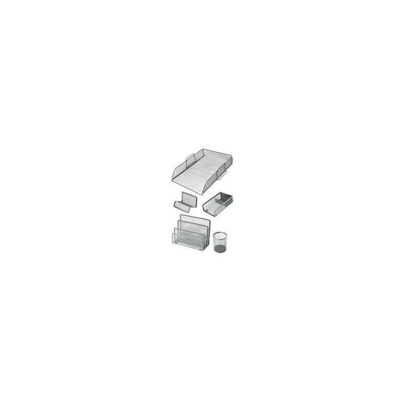 Set da scrivania in metallo 5pz silver