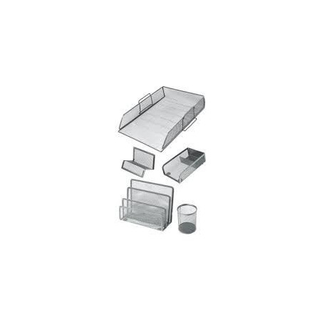 Set da scrivania in metallo 5pz silver
