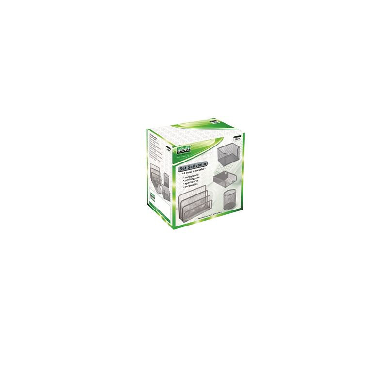 Set da scrivania in metallo rete nero 4 pz lebez