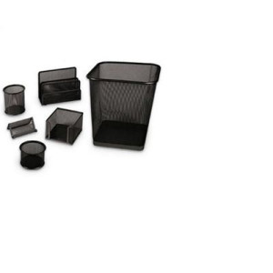 Set da scrivania metallico rete 6pz nero