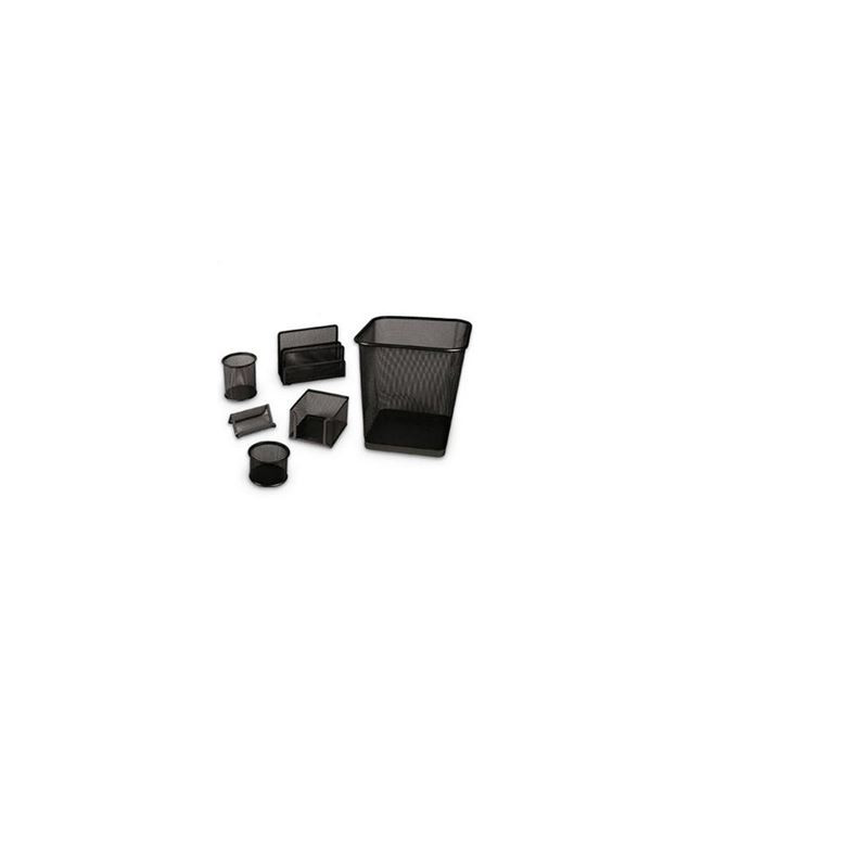 Set da scrivania metallico rete 6pz nero
