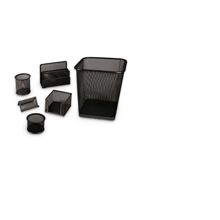 Set da scrivania metallico rete 6pz nero