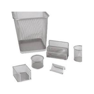Set da scrivania metallico rete 6pz silver