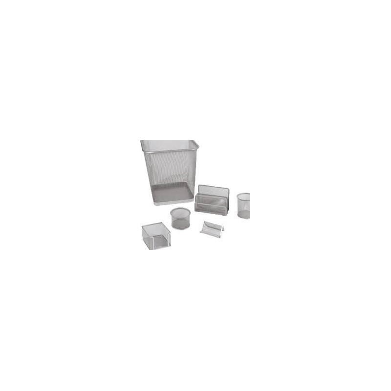 Set da scrivania metallico rete 6pz silver