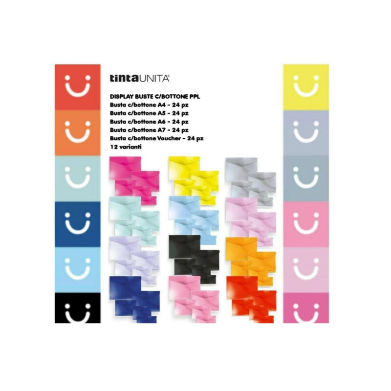 Busta con bottone A6 colori assortiti TINTA UNITA