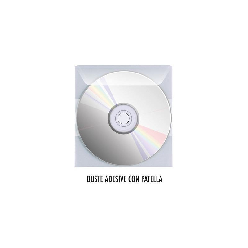 Busta porta CD adesiva 25pz con pattella di chiusura e striscia autoadesiva sul retro