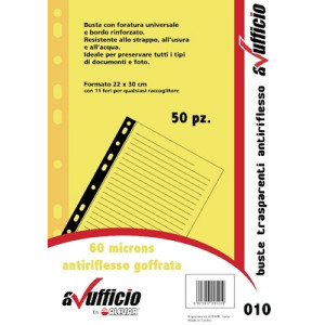 Buste 4 fori A4 bordo colorato giallo 50pz 100mc