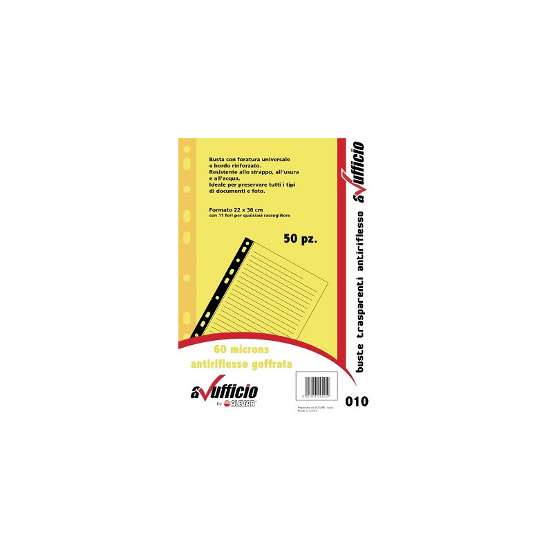 Buste 4 fori A4 bordo colorato giallo 50pz 100mc