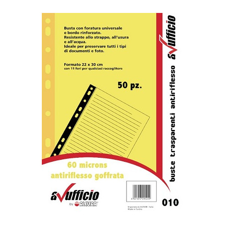 Buste 4 fori A4 bordo colorato giallo 50pz 100mc