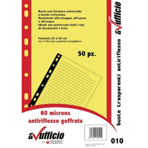 Buste 4 fori A4 bordo colorato rosso 50pz 100mc