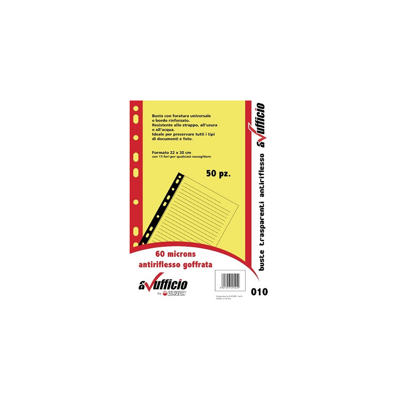 Buste 4 fori A4 bordo colorato rosso 50pz 100mc