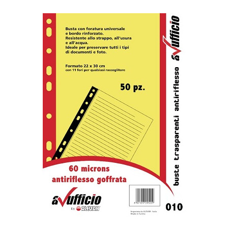 Buste 4 fori A4 bordo colorato rosso 50pz 100mc
