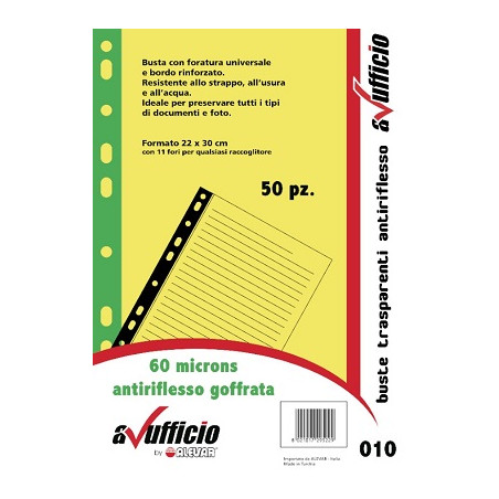 Buste 4 fori A4 bordo colorato verde 50pz 100mc