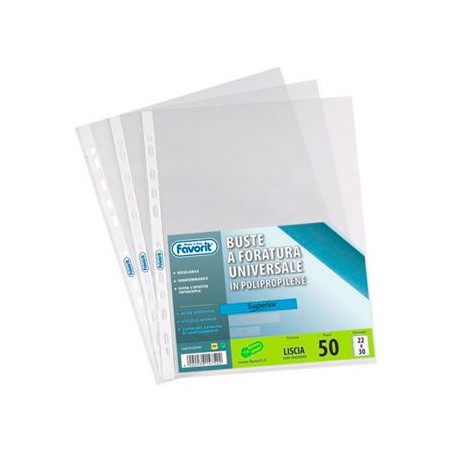 Buste 4 fori A4 lisce spessore pesante 150mc 50pz Favorit  Superior