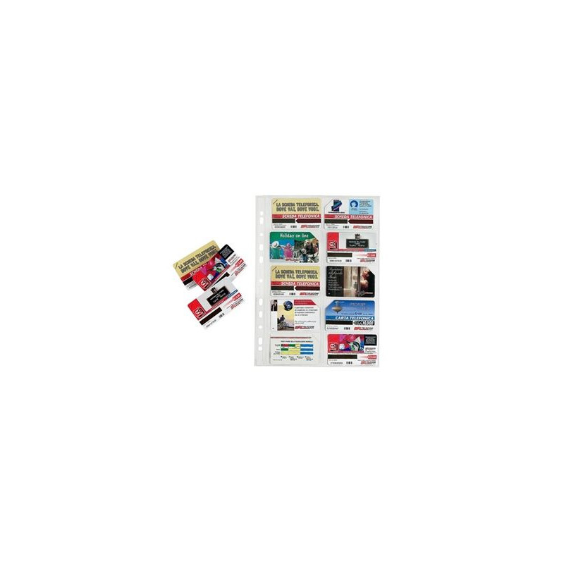 Buste 4 fori A4 portacard 10 spazi per schede telefoniche / biglietti visita cf da 10pz