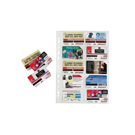 Buste 4 fori A4 portacard 10 spazi per schede telefoniche / biglietti visita cf da 10pz