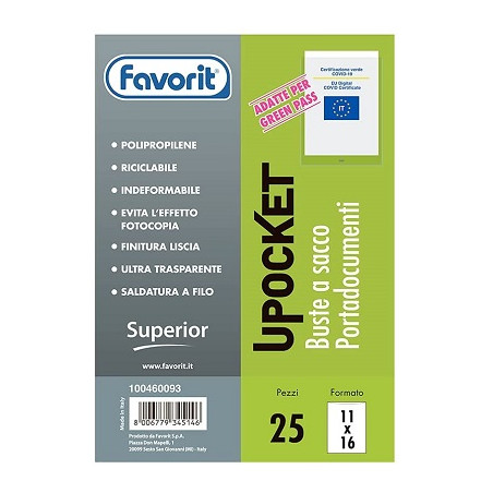 Buste ad U 11X16 25pz adatte per Green Pass