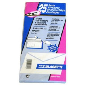 Buste bianche 11x23 c/finestra 25pz