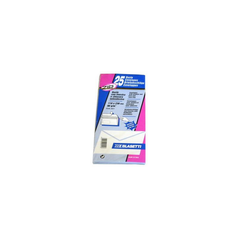 Buste bianche 11x23 c/finestra 25pz