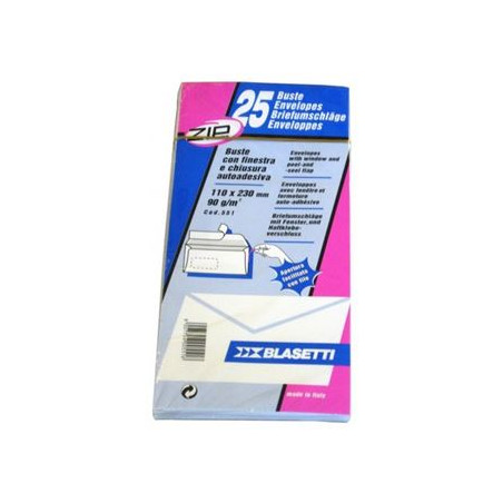 Buste bianche 11x23 c/finestra 25pz