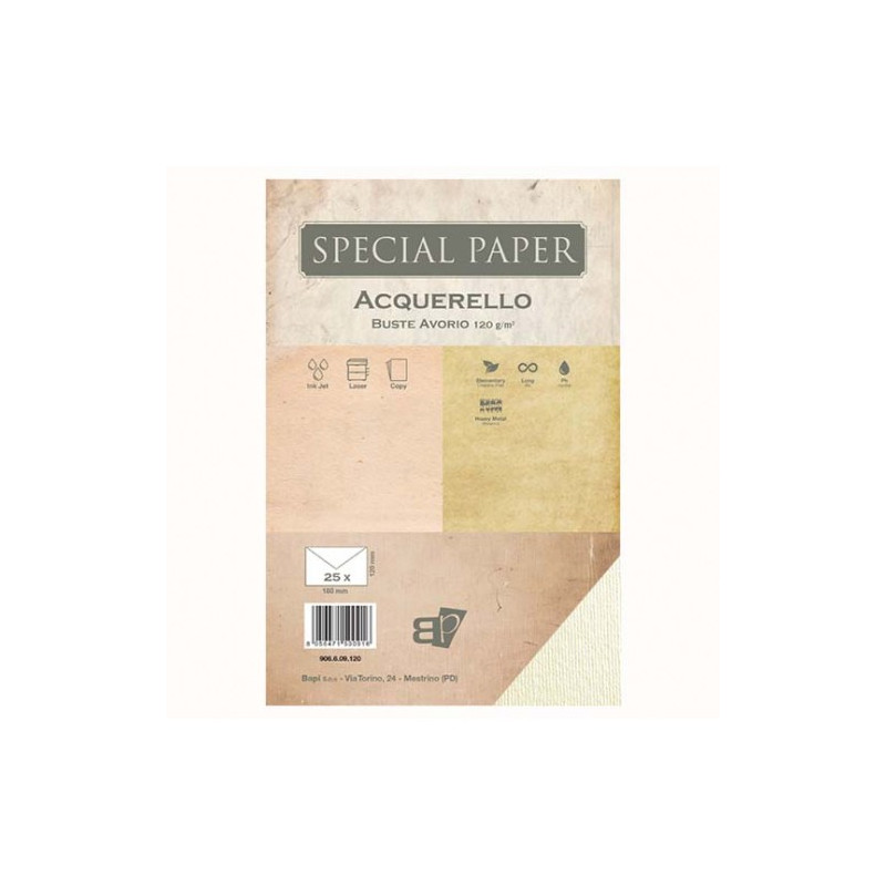 Buste Special Paper acquerello avorio 12x18mm 120gr 25pz