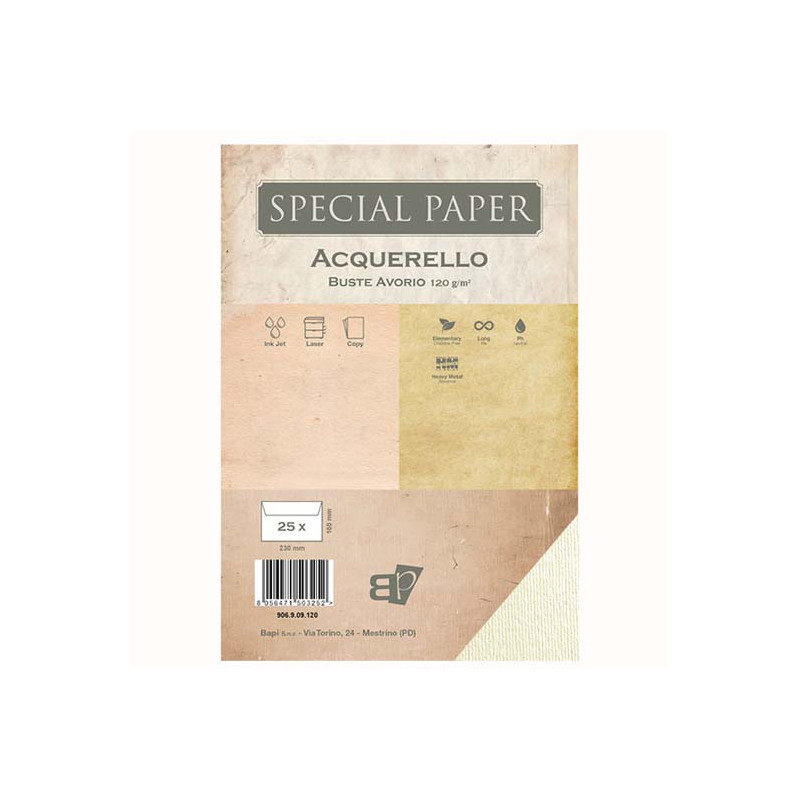 Buste Special Paper acquerello avorio 230x160mm 120gr 25pz