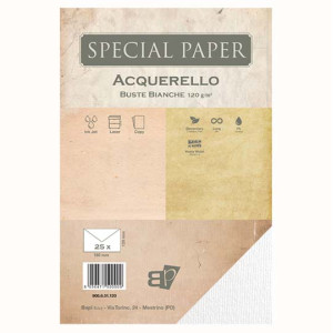 Buste Special Paper acquerello bianco 12x18mm 120gr 25pz