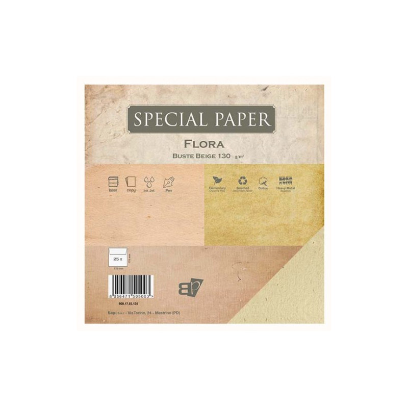 Buste Special Paper Flora beige 17x17 130gr 25pz