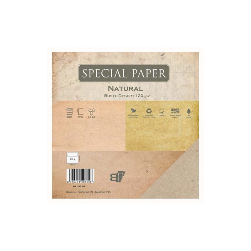 Buste Special Paper Natural desert 120gr 17x17 25pz