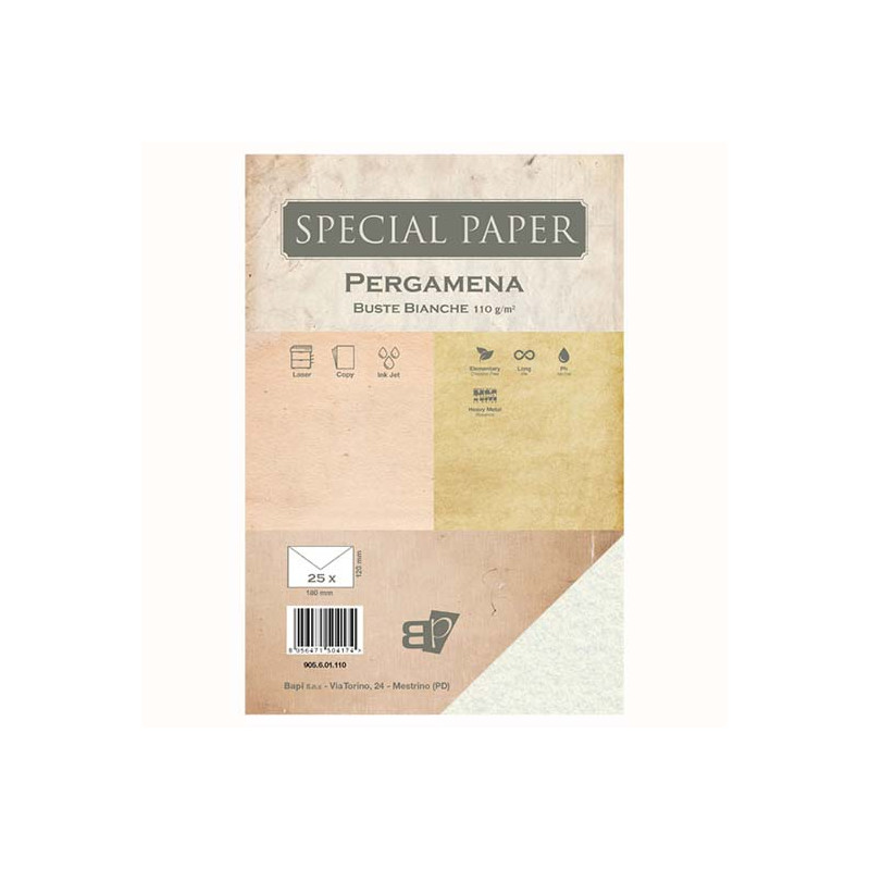 Buste Special Paper Pergamena bianche 110gr 180x120 25pz