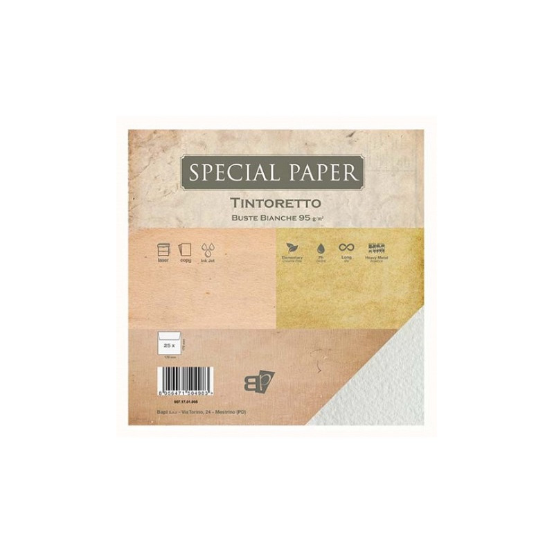 Buste Special Paper tintoretto bianca 95gr 17x17mm 25pz