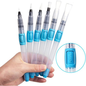 Pennelli brush con serbatoio 6pz punte diverse