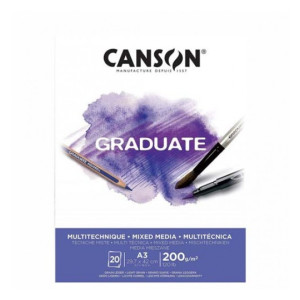 Blocco da disegno Canson A3 Graduate tecniche miste 20fg 200gr