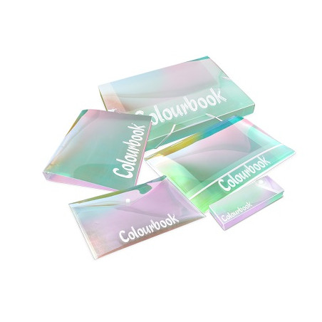Cartella con elastico in ppl iridescente (listino € 3,50)
