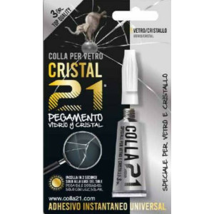Colla cianoacrilica CRISTAL gr.3 (colla 21) ideale per incollare VETRO e CRISTALLO, veloce e trasparente, non scolla in lavastov
